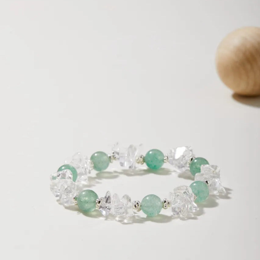 Elemental Flow Green Strawberry Quartz Bracelet