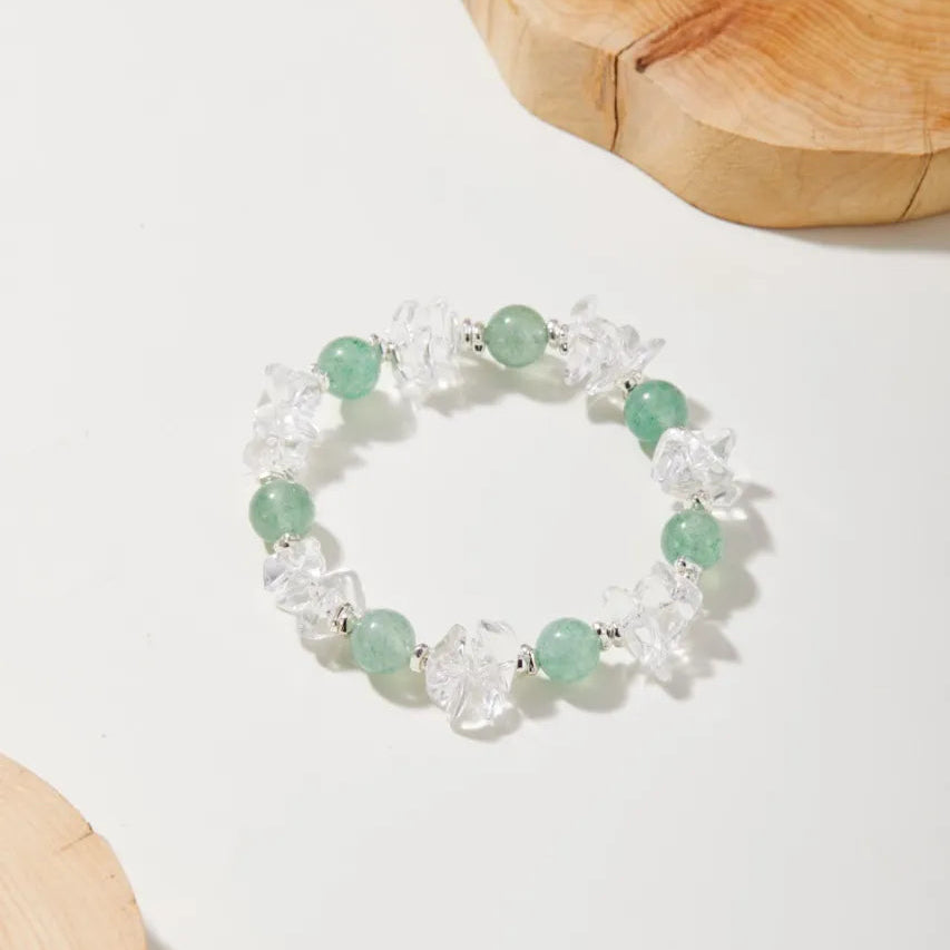 Elemental Flow Green Strawberry Quartz Bracelet