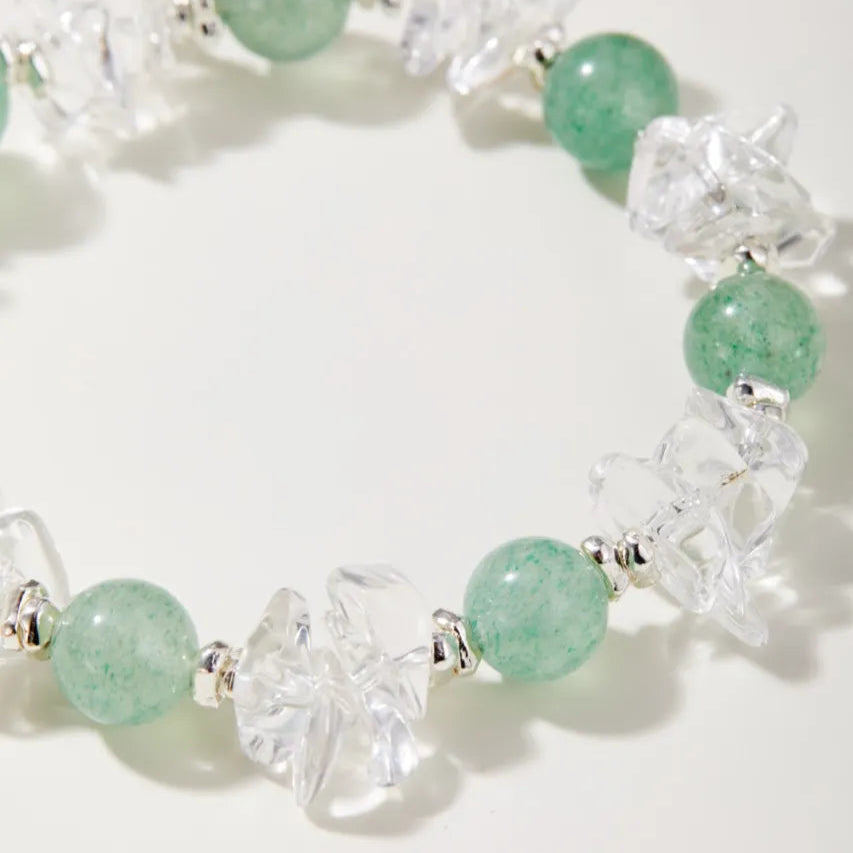 Elemental Flow Green Strawberry Quartz Bracelet