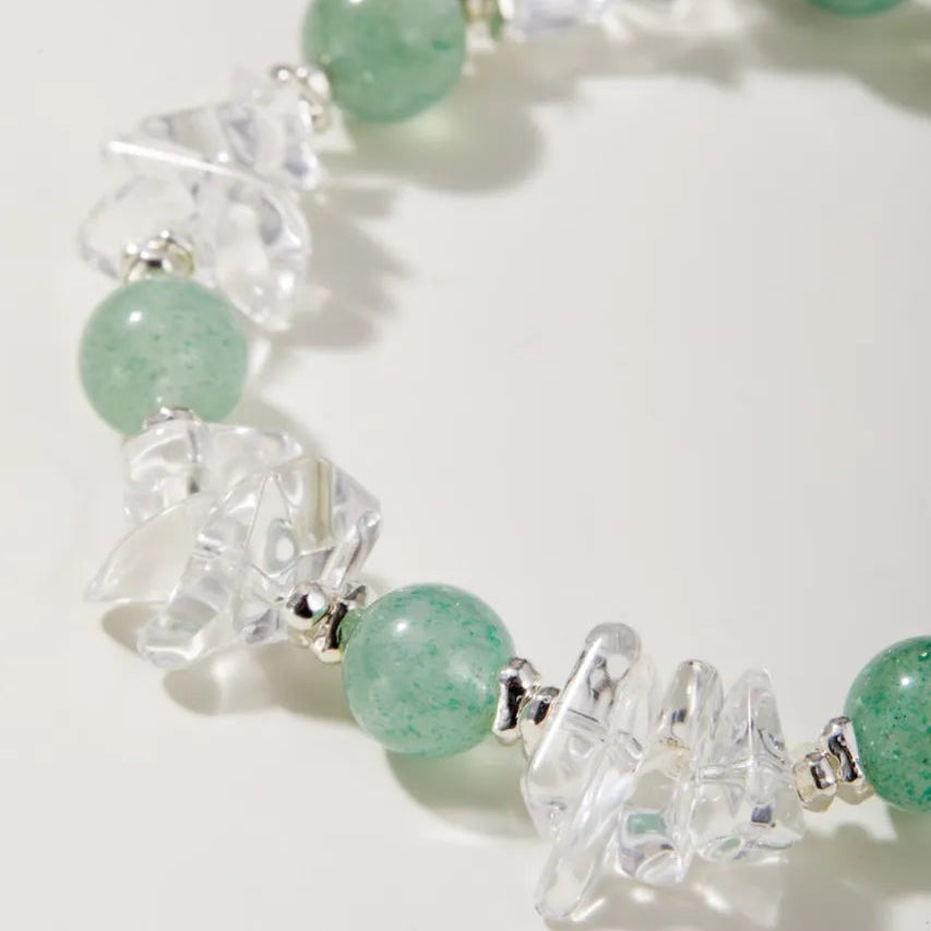 Elemental Flow Green Strawberry Quartz Bracelet