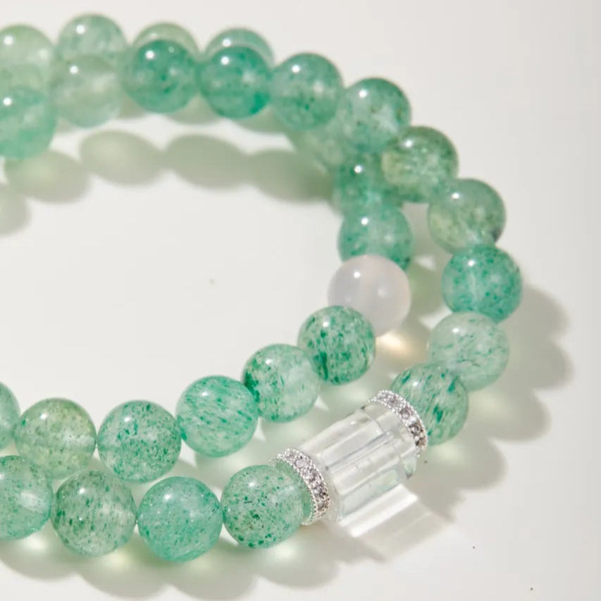 Twin Loop Green Strawberry Quartz Bracelet
