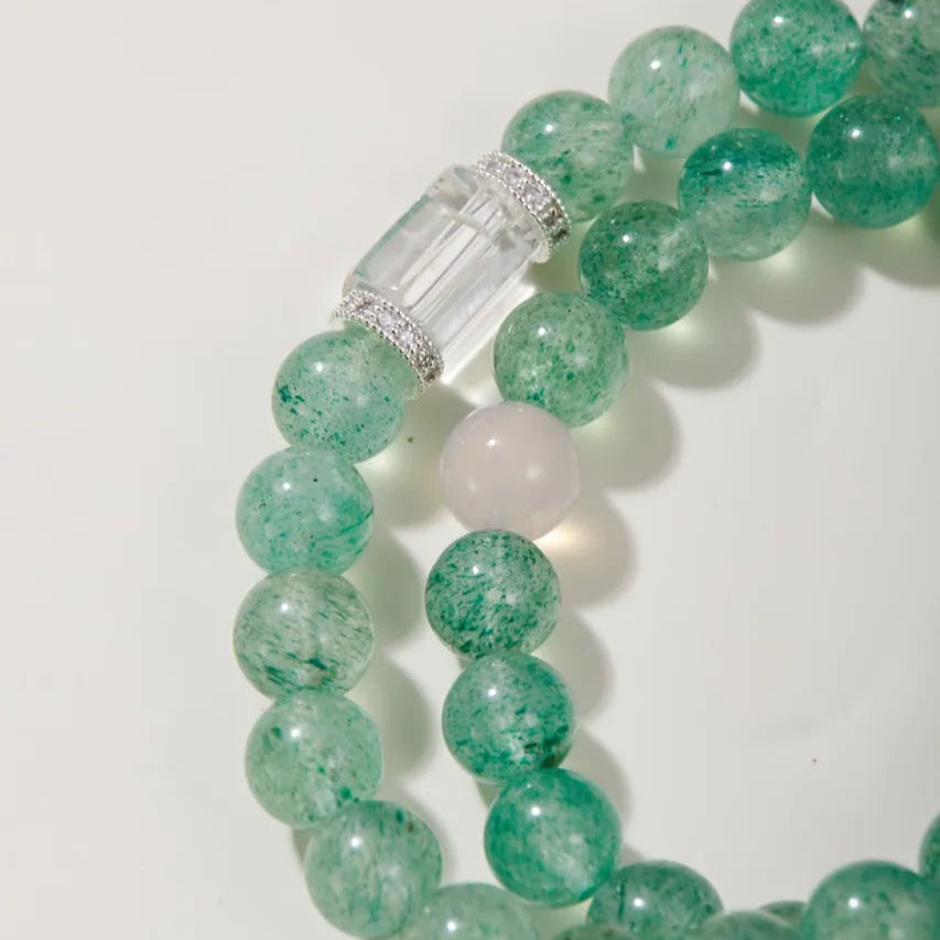 Twin Loop Green Strawberry Quartz Bracelet