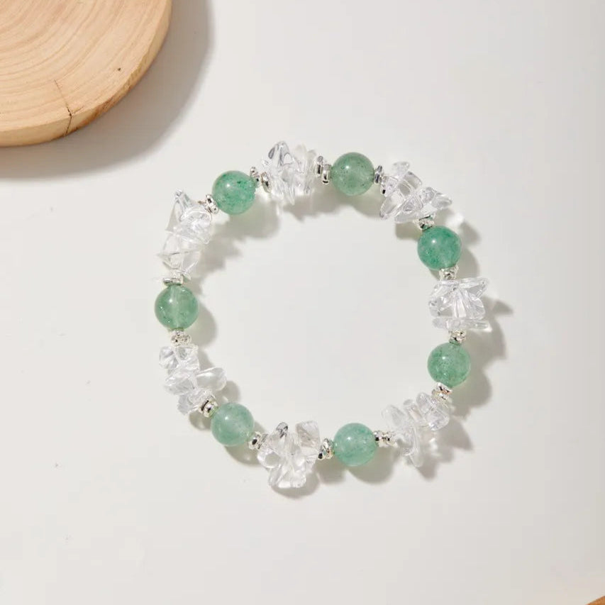 Elemental Flow Green Strawberry Quartz Bracelet